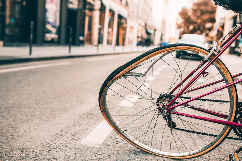 Bicycle wheel broken after an accident in Salt Lake City